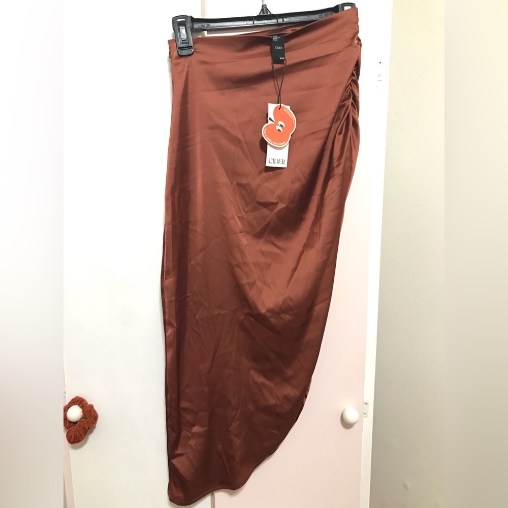 Cider brown satin skirt
